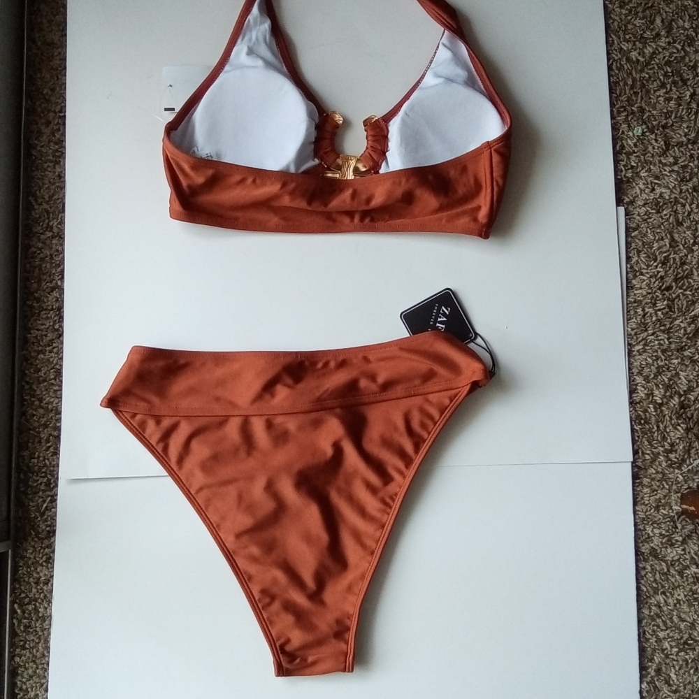 NWT Zaful Brown Bikini Set – Knot-Detail Top, Satin-Like Finish - Picture 3 of 3